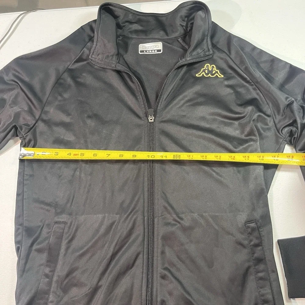 Kappa Track Jacket Mens Large Black‎ Gold Full Zip Soccer Italian Y2K Logo Read